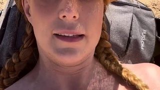 Small tit brunette amateur tugs on a big willie